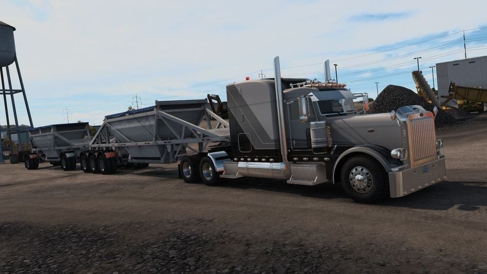 Truck with bottom-dump trailers