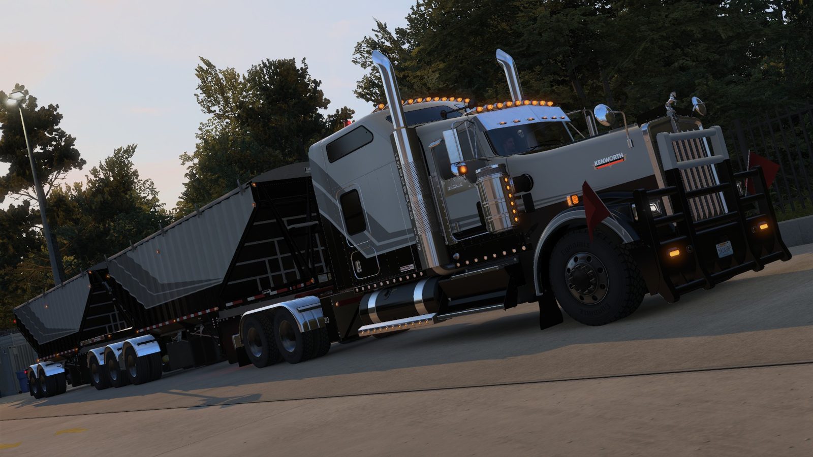 Kenworth with side-dump trailers